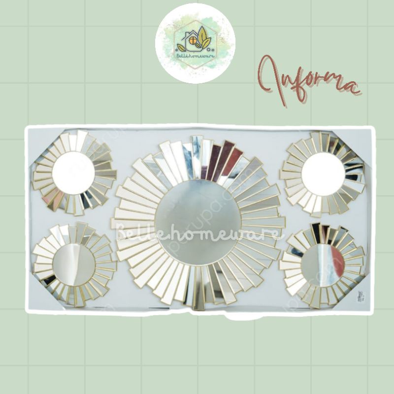WALL DECOR | HIASAN DINDING | KACA HIASAN DINDING SET 5PCS - INFORMA SURABAYA