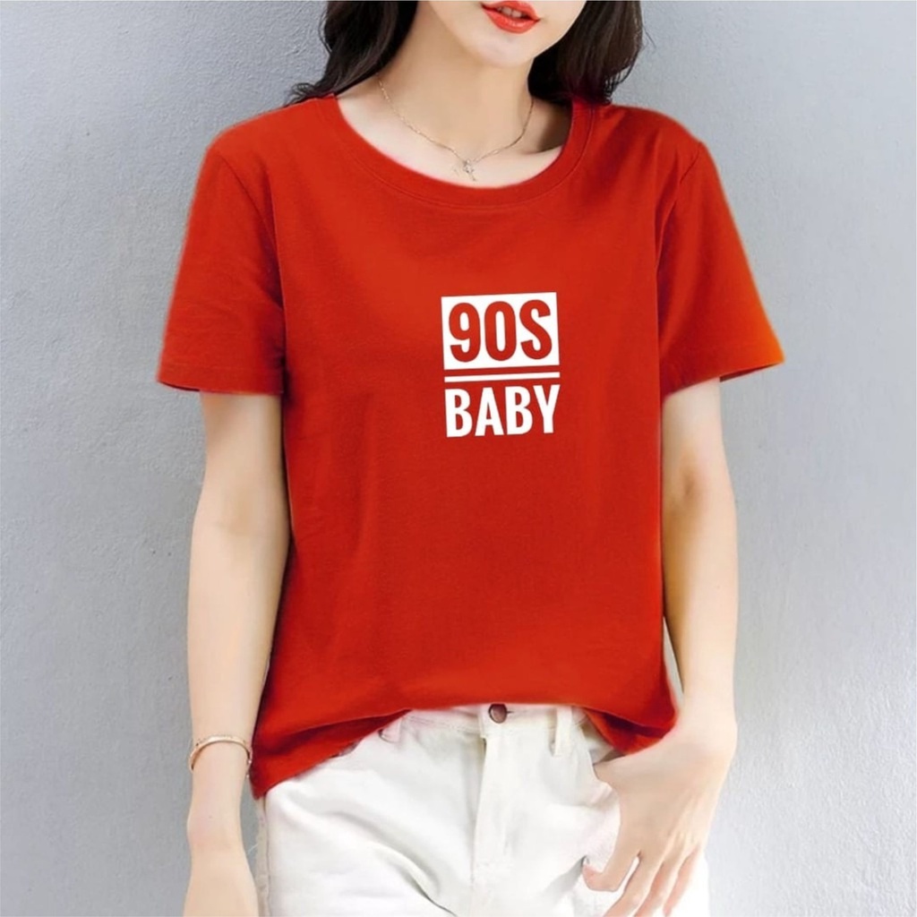 Kaos Wanita 90S BABY / Tshirt Combed 30s Wanita / Tumblr Tee / Atasan Baju Lengan Pendek