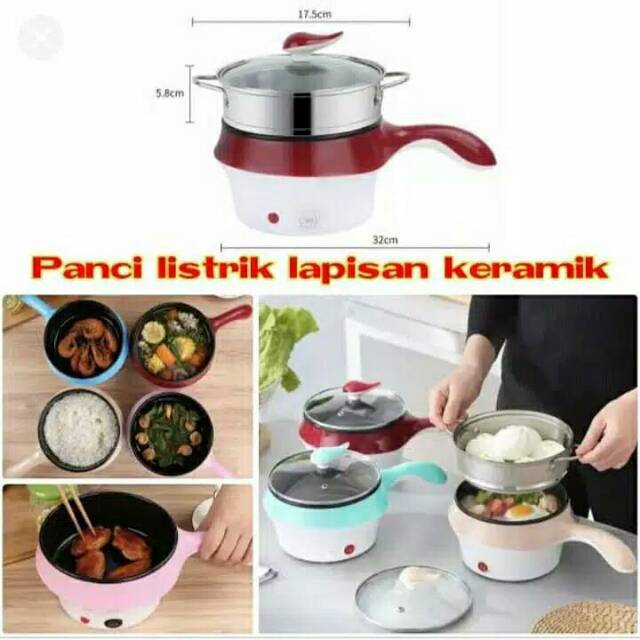 (TEFLON) Panci Listrik Elektrik + Kukusan / Frying Pan Portable