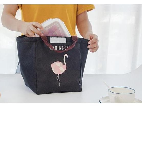 ➪ HALO.BAG 607 lunch bag tas bekal cooler bag FLAMINGO Tas bekal motif flamingo lunch bag flamingo ♩