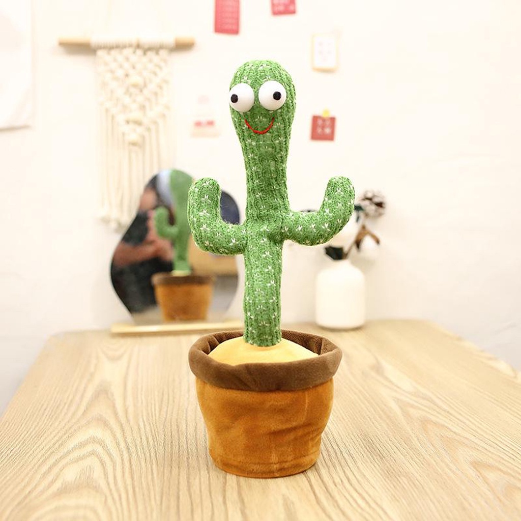 (Homyl2) Plush Stuffed Toys Dancing Cactus Shape Can Move / Rotate / Dance For Home Decoration