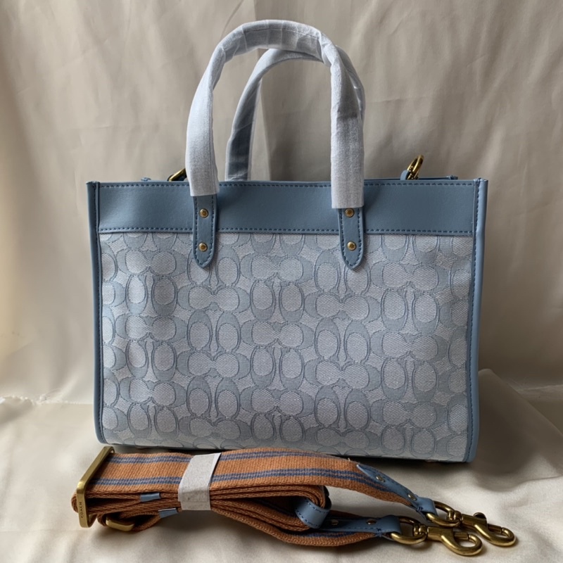 Coach Field Tote 30 In Signature Jacquard (C3282) Light Blue/Chambray