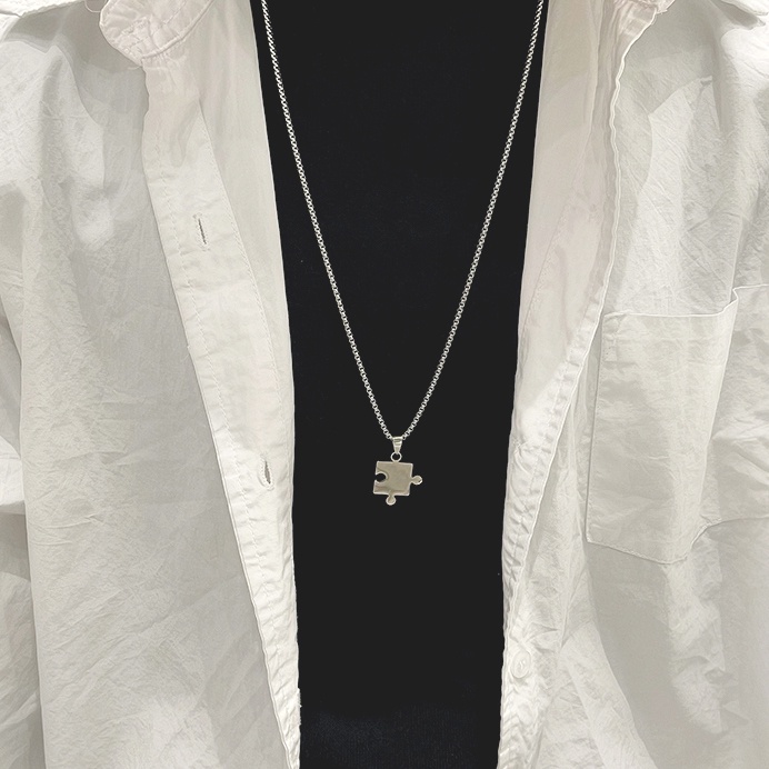 Block Necklace Accessories Hip Hop Trendy Chain Pendant