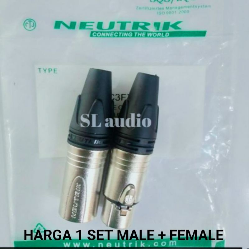 Jack canon xlr male to female neutrik / JEK MIC XLR 3 PIN NEUTRIK SEPASANG TERLARIS