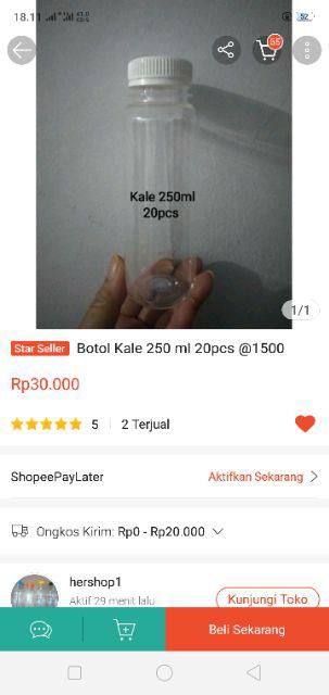 Botol Kale 250 Ml 26gr @1500