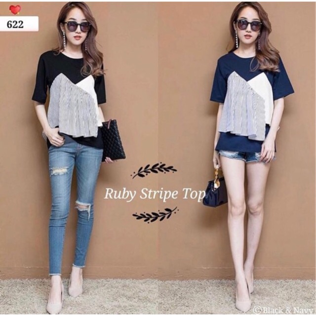 Ruby Stripe Top | kekinian blouse | atasan wanita | baju cewek | murah wanita