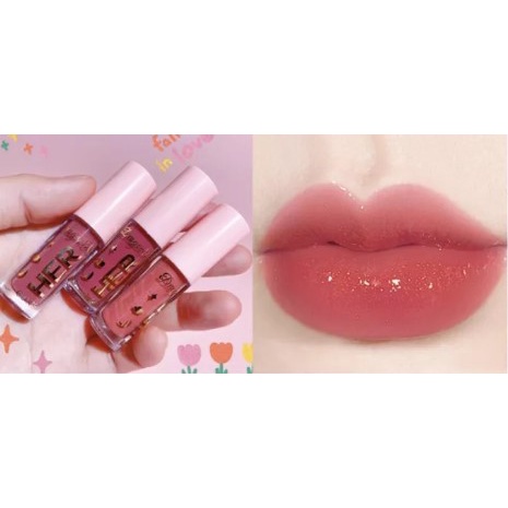 HER Lip Glow Glitter Lipstik Liquid Cair 8 Warna Waterproof Lipstick Dragon Ranee Lipstik Tahan Air dengan Kilauan Glitter yang Menawan XX035