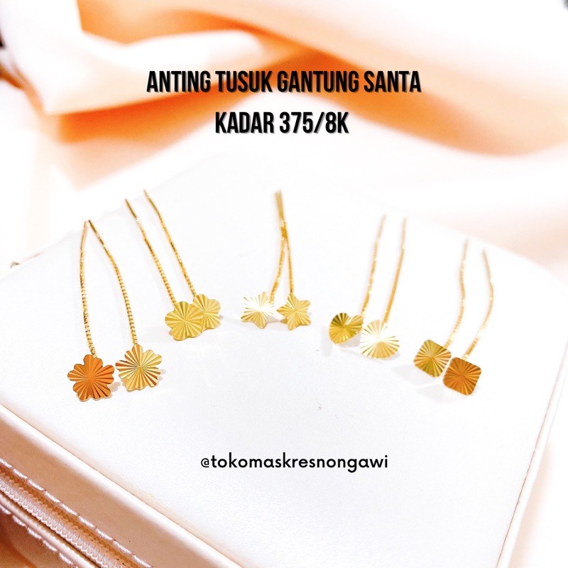 GIWANG emas Juntai tusuk gantung santa kadar 375/8k emas asli