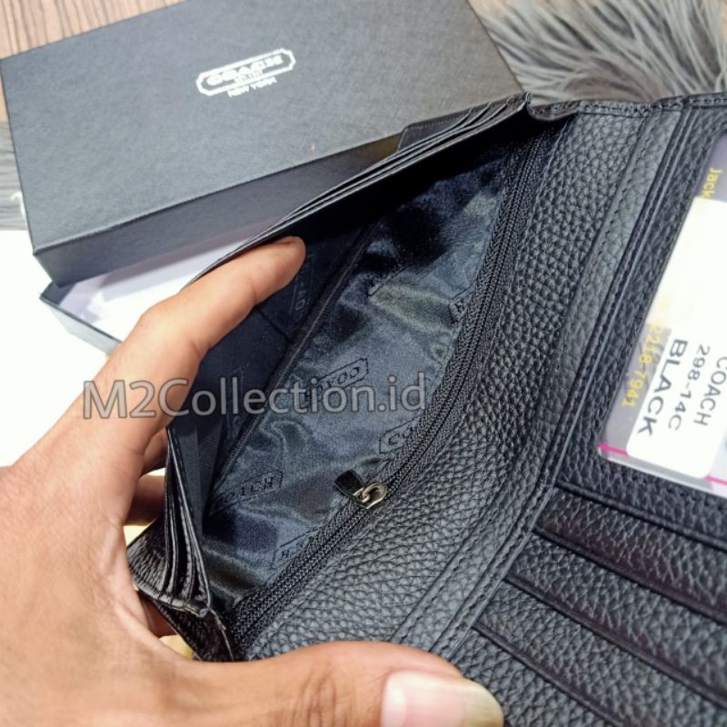 Dompet Coach Wallet Signature Embossed Long Wallet Royal Black