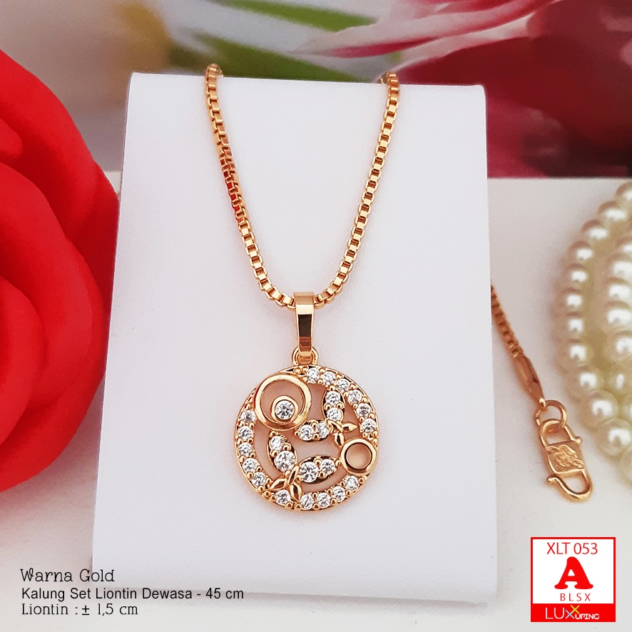 XLT 053 Kalung Set Liontin Cantik  Model Bola Boba Permata Zirkon Perhiasan Imitasi Lapis Emas 18K Tiruan Mata Zirkon Aksesoris Luxx Xuping