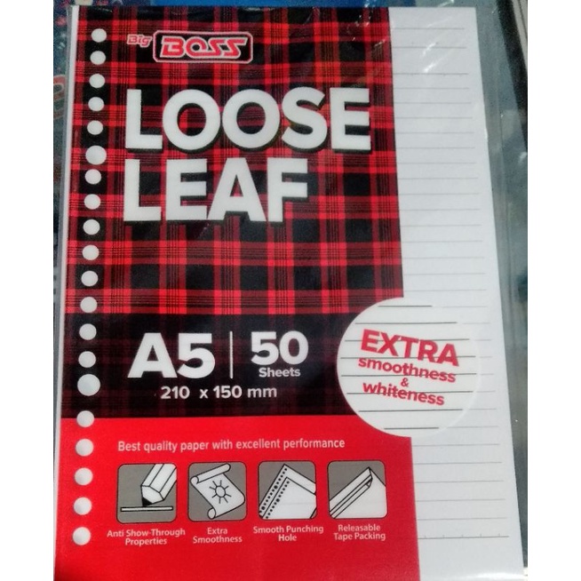 

Isi binder A5 isi 50 lembar, loose leaf big boss