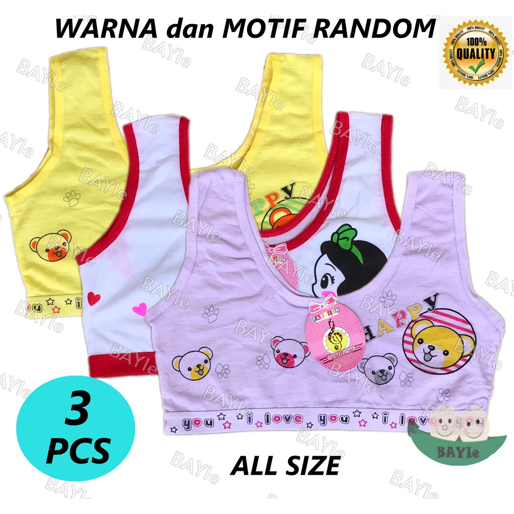 BAYIe - 3 PCS MINISET Anak SD SMP Remaja ABG Gadis Motif RANDOM DO RE MI / Pakaian Dalam Perempuan / Bra Mini Remaja