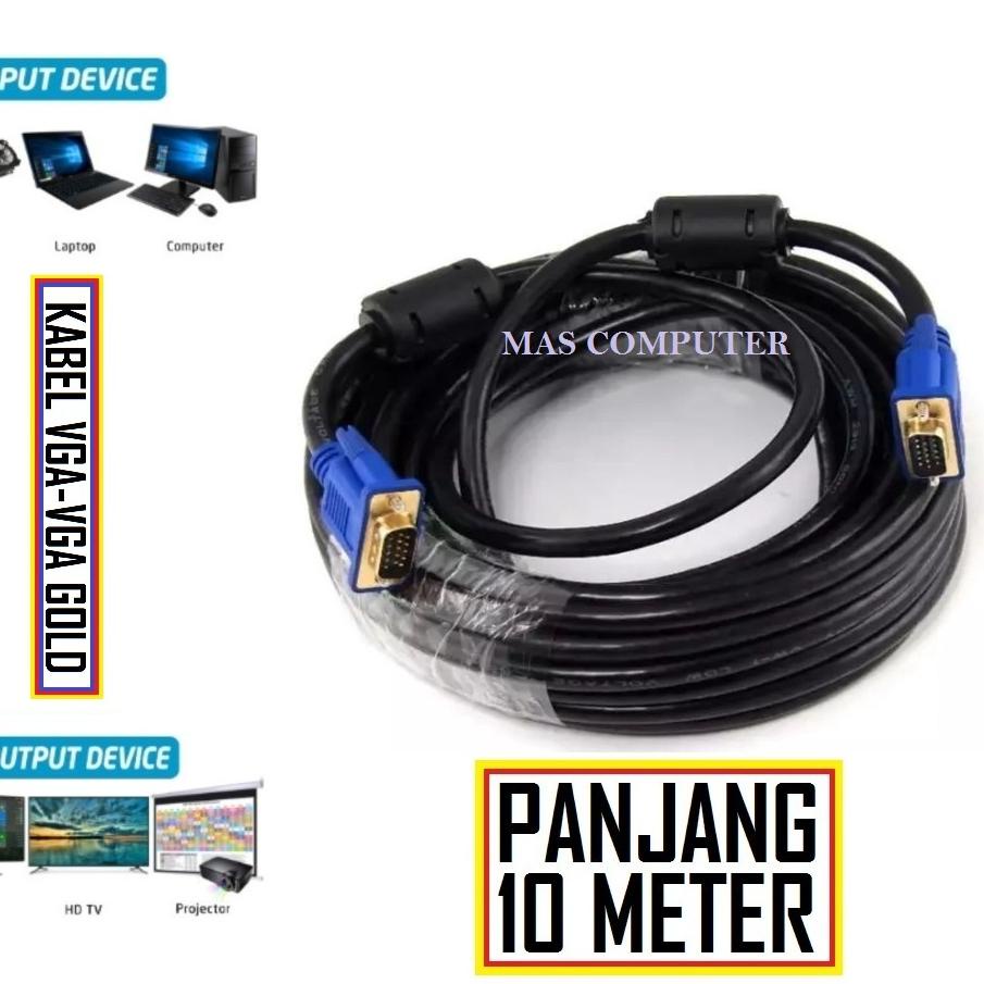 10.10 FLASH SALE Kabel VGA 10Meter Gold / Kabel VGA 10Meter / Kabel Vga 10M / Kabel VGA TO VGA 10 Me