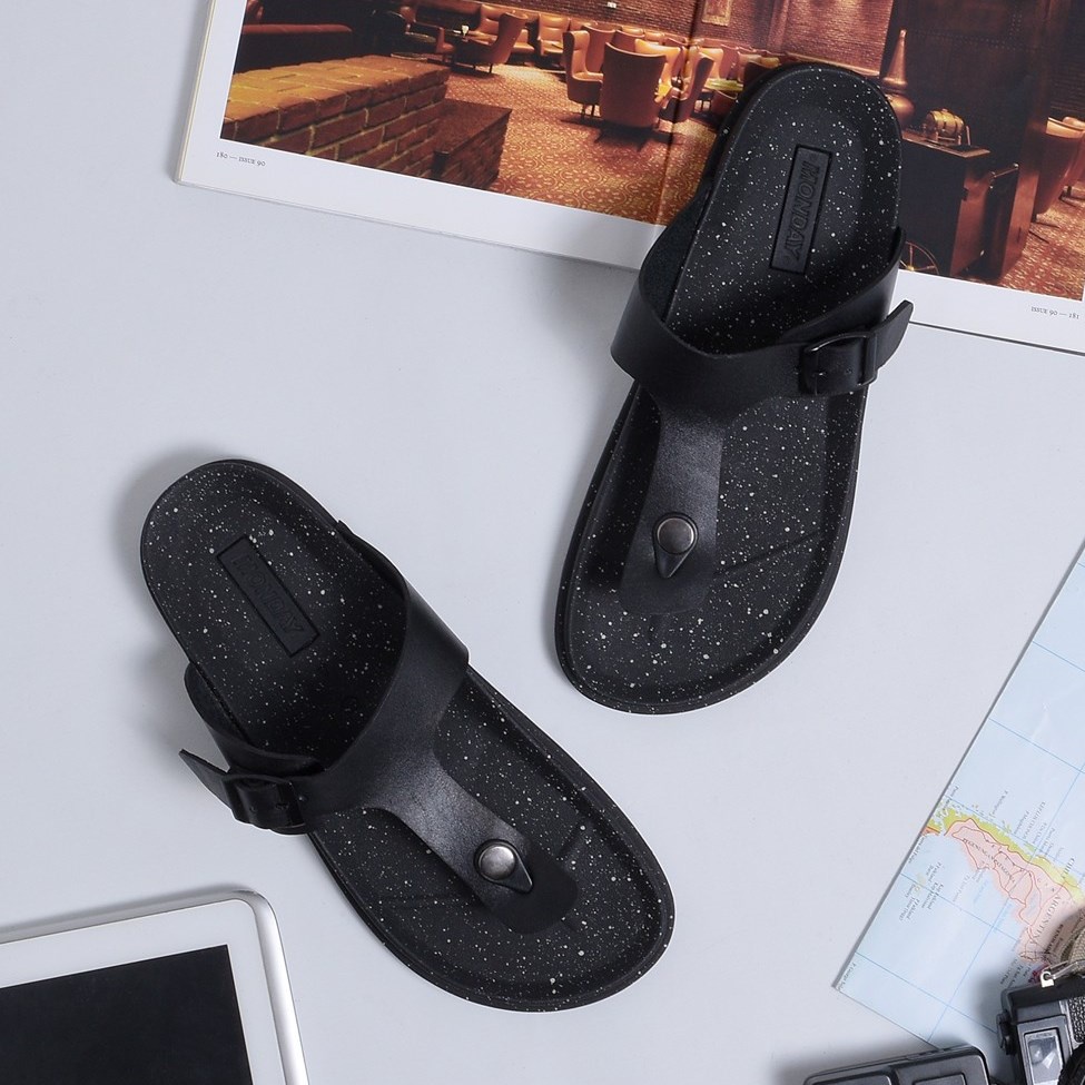 ASTA OREO BLACK ORIGINAL x MONDAY Sandal Kulit Sapi Asli Hitam Pria Sendal Jepit Casual Jalan Santai Harian Main Hangout Kondangan Lebaran Kerja Formal Flip Flop Remaja Dewasa Bapak Orang Tua Distro Footwear Big Size Jumbo Ukuran Besar 44 Keren Terbaru