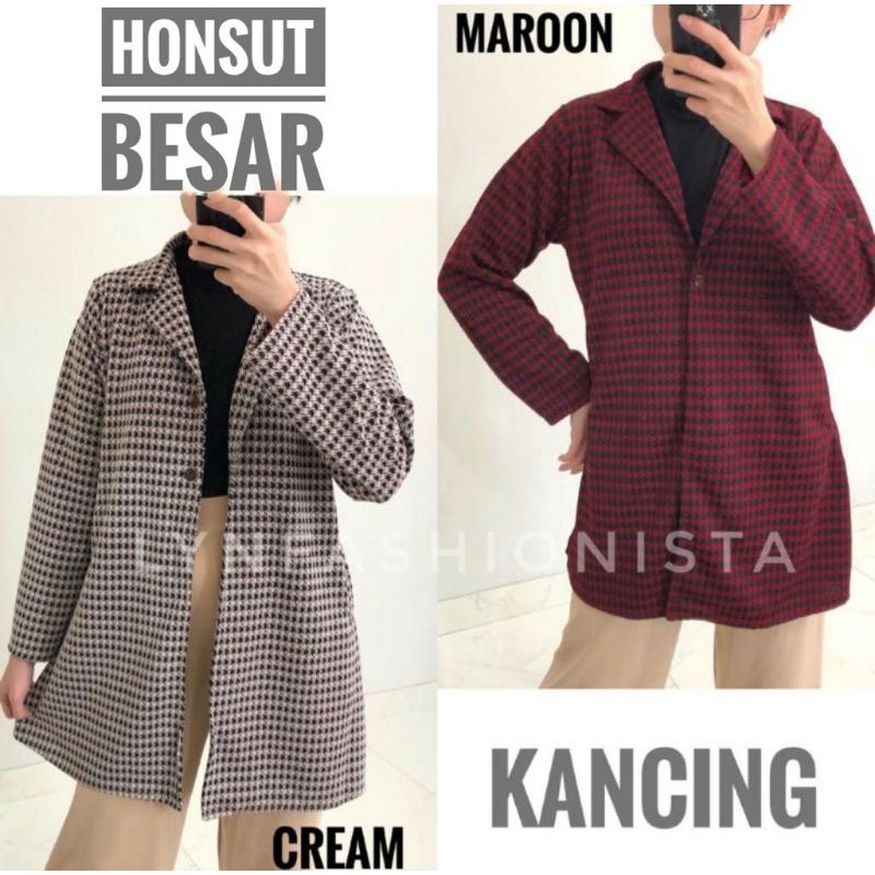 LYNFASHIONISTA-CARDIGAN KOREA WANITA PREMIUM/BLAZER KANTOR CASUAL MOTIF HONSUT KANCING/ANDINE