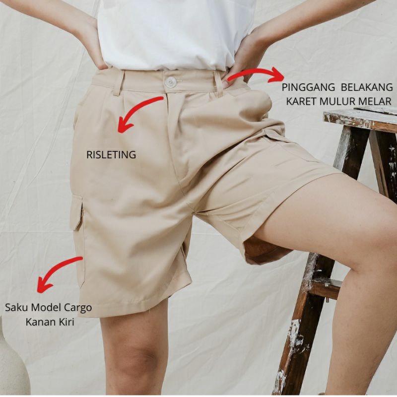 Hot Pants Celana Pendek Wanita Style Korea Saku Cargo Santai Sehari Hari Terlaris