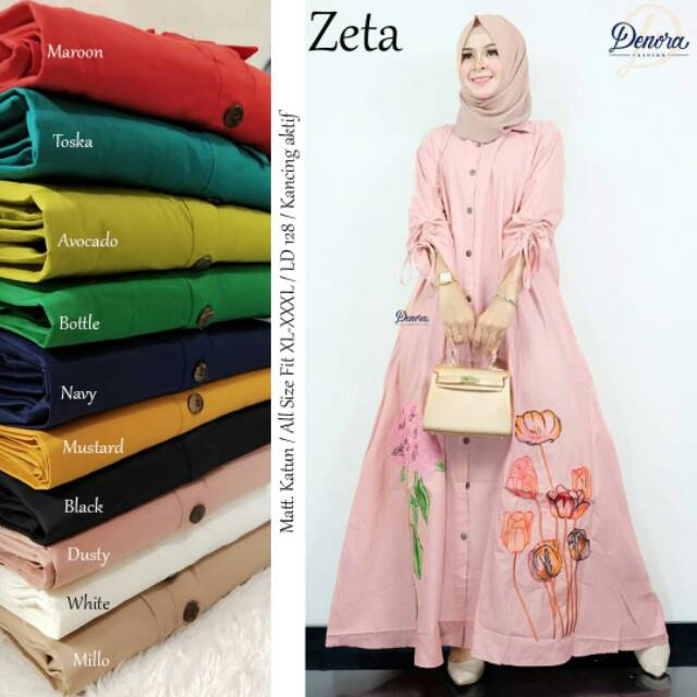 Zeta gamis // Hijab // Fashion wanita // All size fit XL-XXXL // Katun