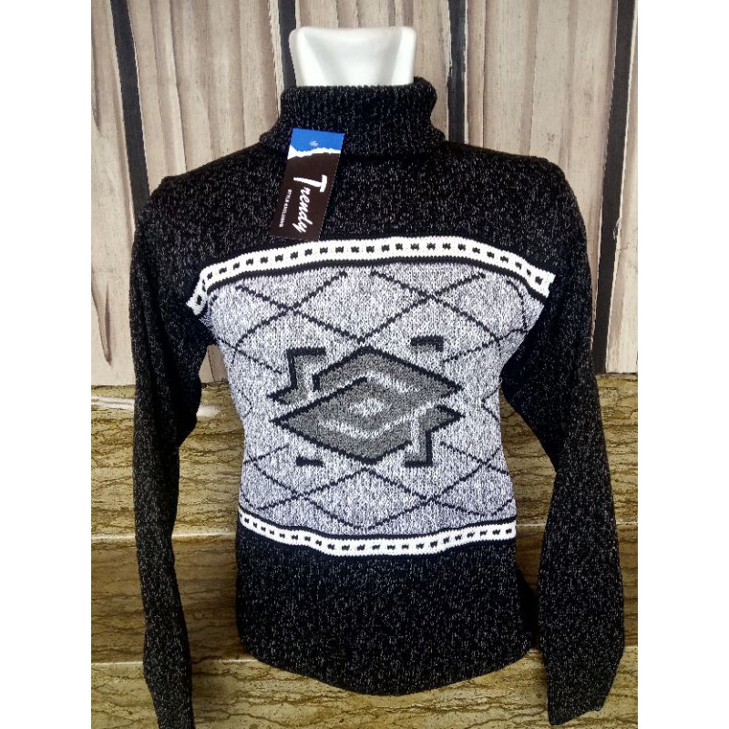 SWEATER RAJUT PRIA KERAH TINGGI PRIA MOTIF