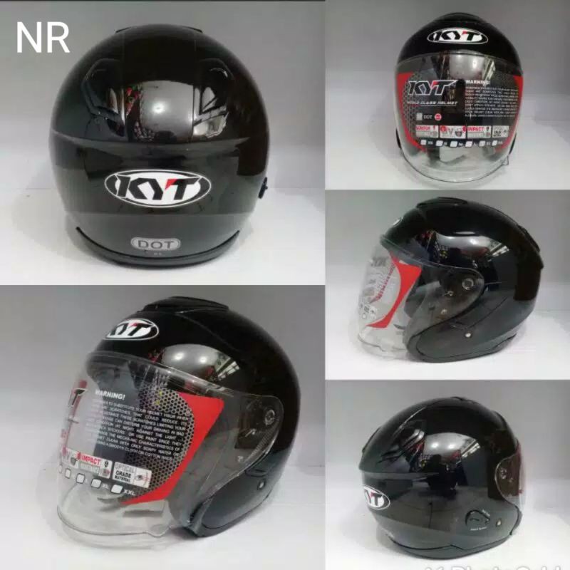 Helm kyt kyoto solid hitam glossy