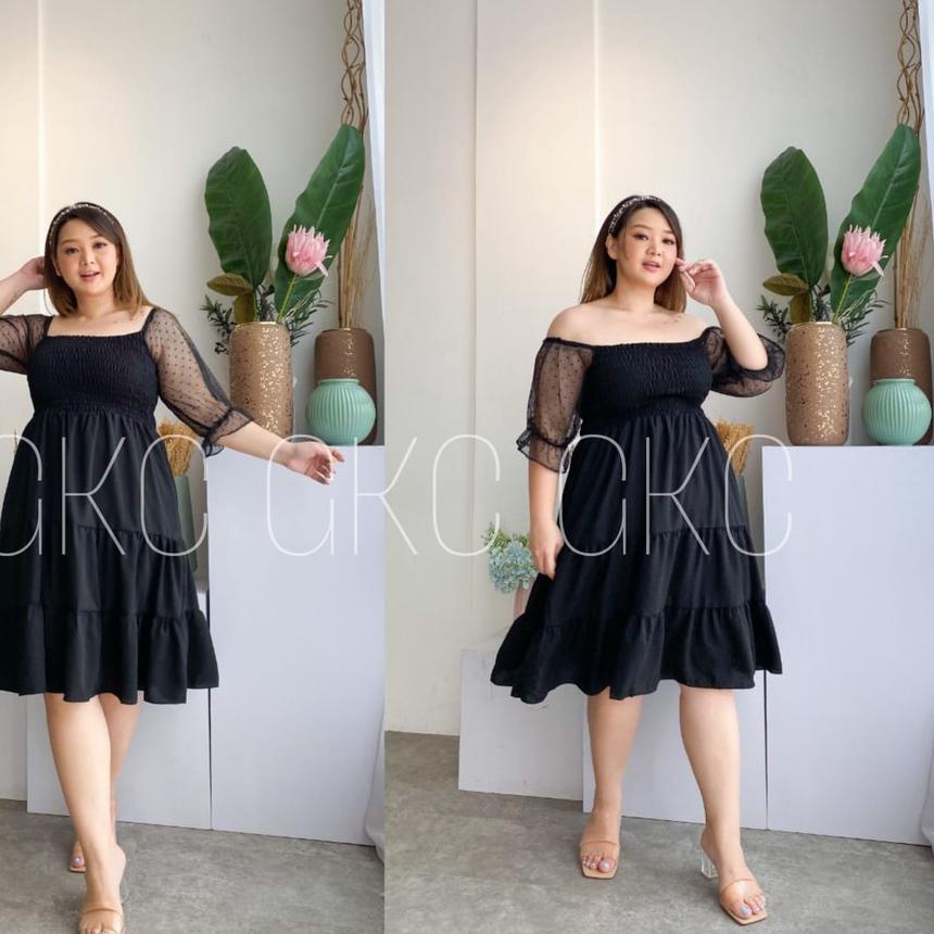 Fla⚡H ⚡ale 7.7 Smoke Dress Jumbo | Gaun Wanita | Dress Korea Style Plus Size | Baju Wanita | Baju Dr