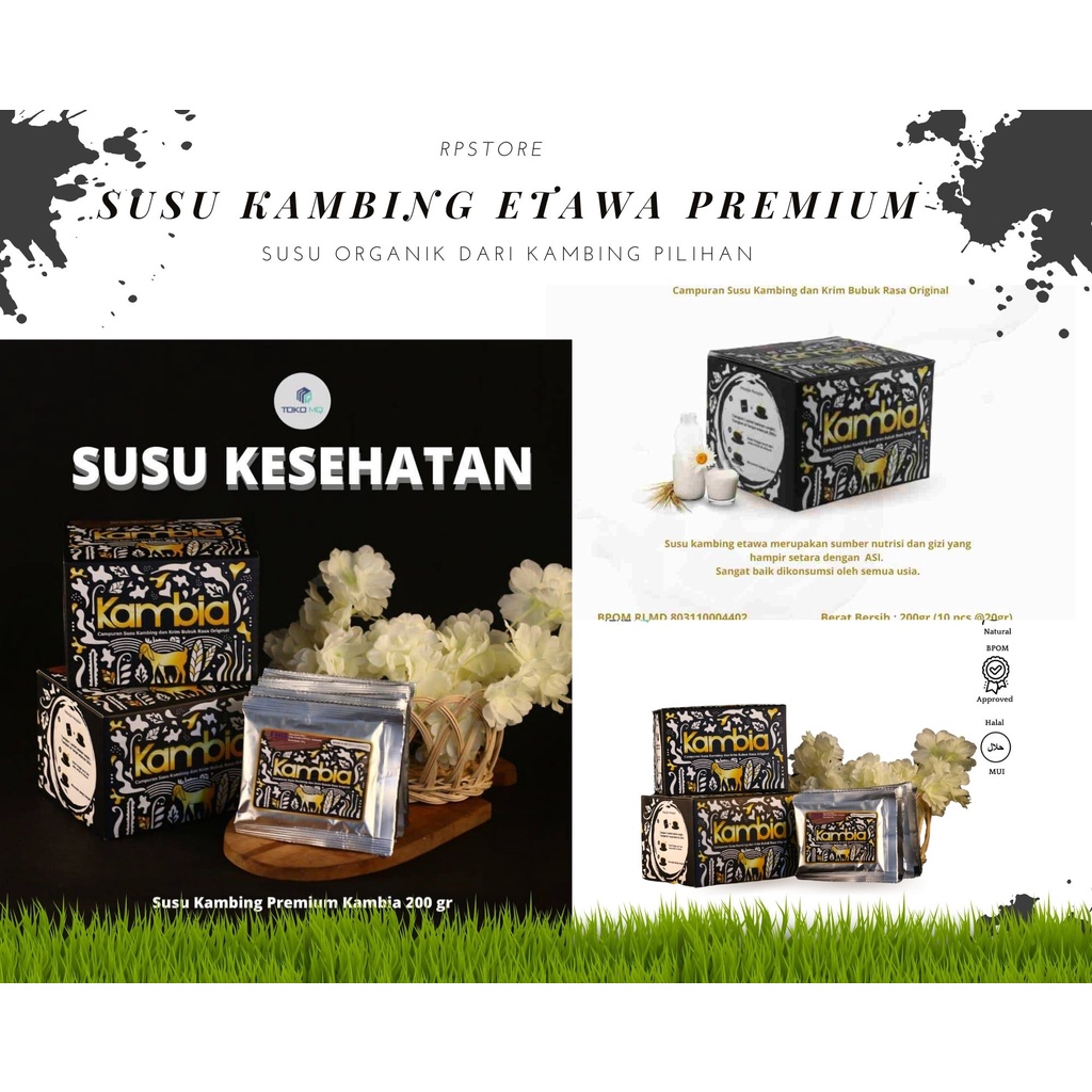 

Susu kambing etawa organik kambia premium 250gr/ membantu mengatasi asma/tbc/anemia/maag/rematik/osteoporosis/ dan menambah vutalitas pria {exp : maret 2020/ 10 sachet }