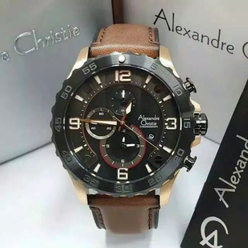 ALEXANDRE CHRISTIE KULIT 6505 MC .AC PRIA/COWOK 6505 BLACK ROSEGOLD GARANSI RESMI 1 TAHUN