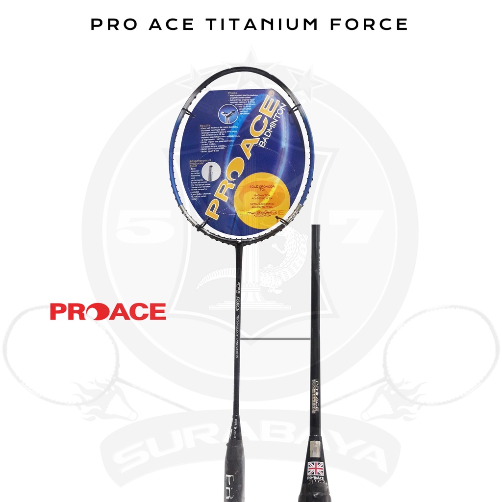 Raket Badminton Original Pro ace Titanium Force Bonus Komplit