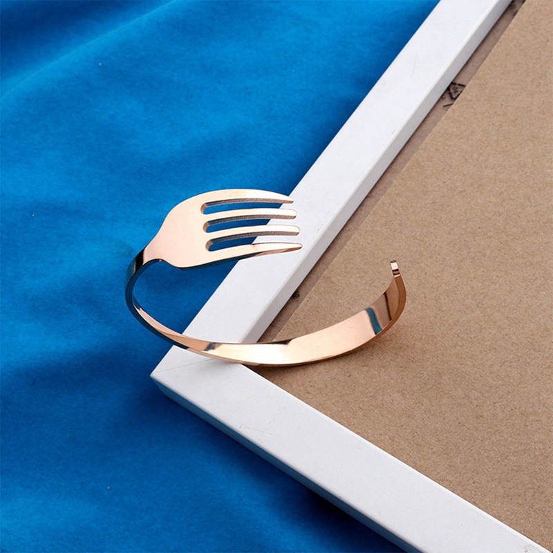 Fancyqube Gelang Tangan Model Terbuka Adjustable Bahan Stainless Steel Untuk Pria / Wanita