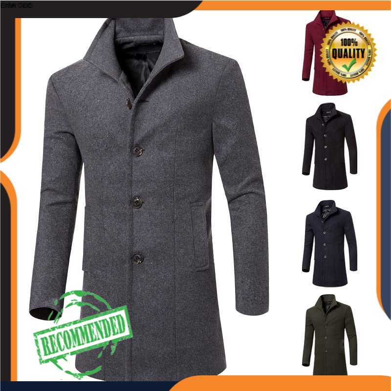 2021 Pria Korea Panjang Mantel Pria Wol Mantel