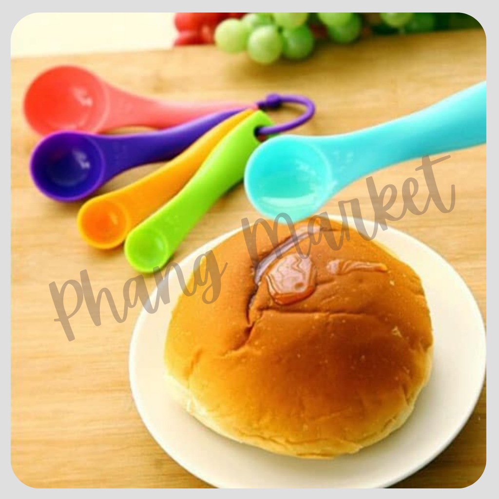 Sendok Takar Takaran Kue Bumbu Rainbow Pelangi MPASI Measuring Spoon 5 In 1 Set