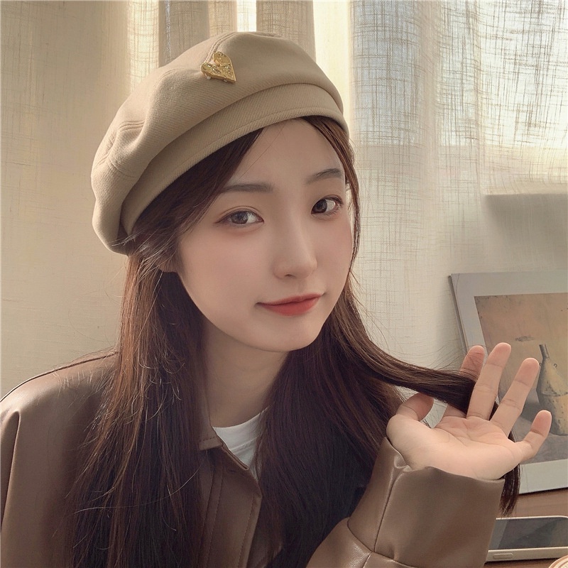 Topi Baret Bahan Wol Gaya retro Korea Untuk Musim Gugur Dan Dingin