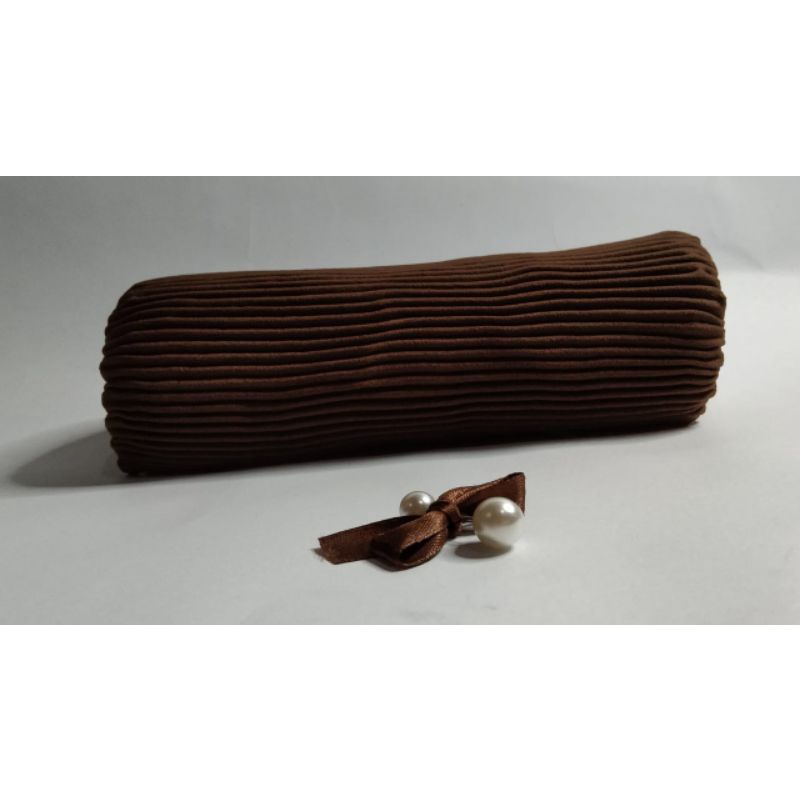 Pashmina Diamond Plisket Full Lidi Tanpa Garis Tengah 175 cm x 75 cm-Coffee