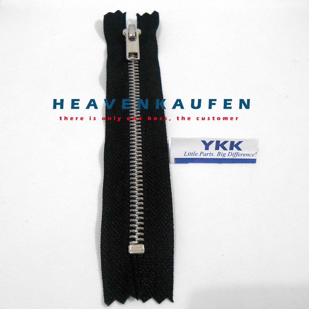 Resleting YKK Gigi Besi 6 inch/15,2 cm Hitam-Silver