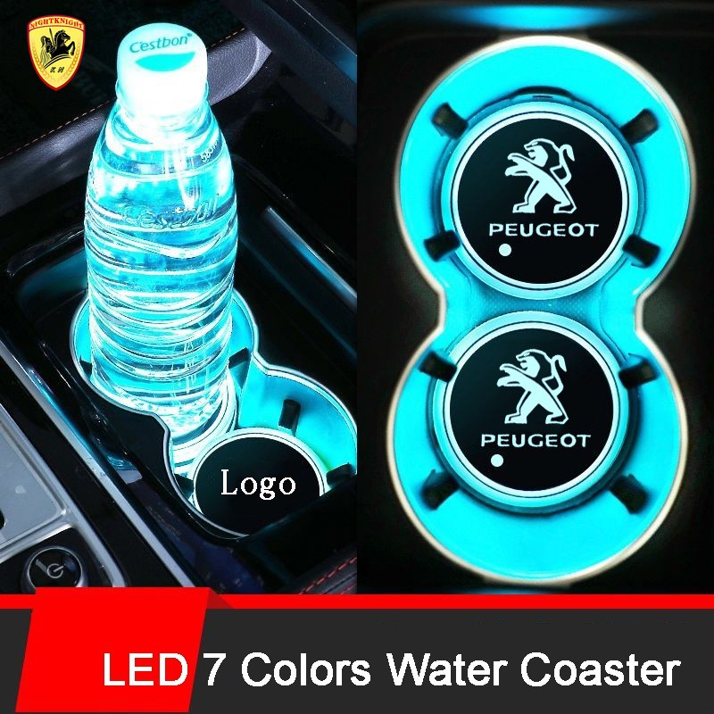 Mobil tatakan air Penutup Mobil Alur Alas Piala Air Pad Lampu Led Warna-warni for Peugeot 206 207 307 4008 Rcz 5008