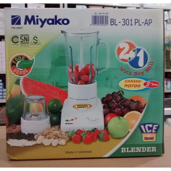 MIYAKO Blender Plastik 1 Liter BL 301 PL/AP - Garansi Resmi 1 Tahun