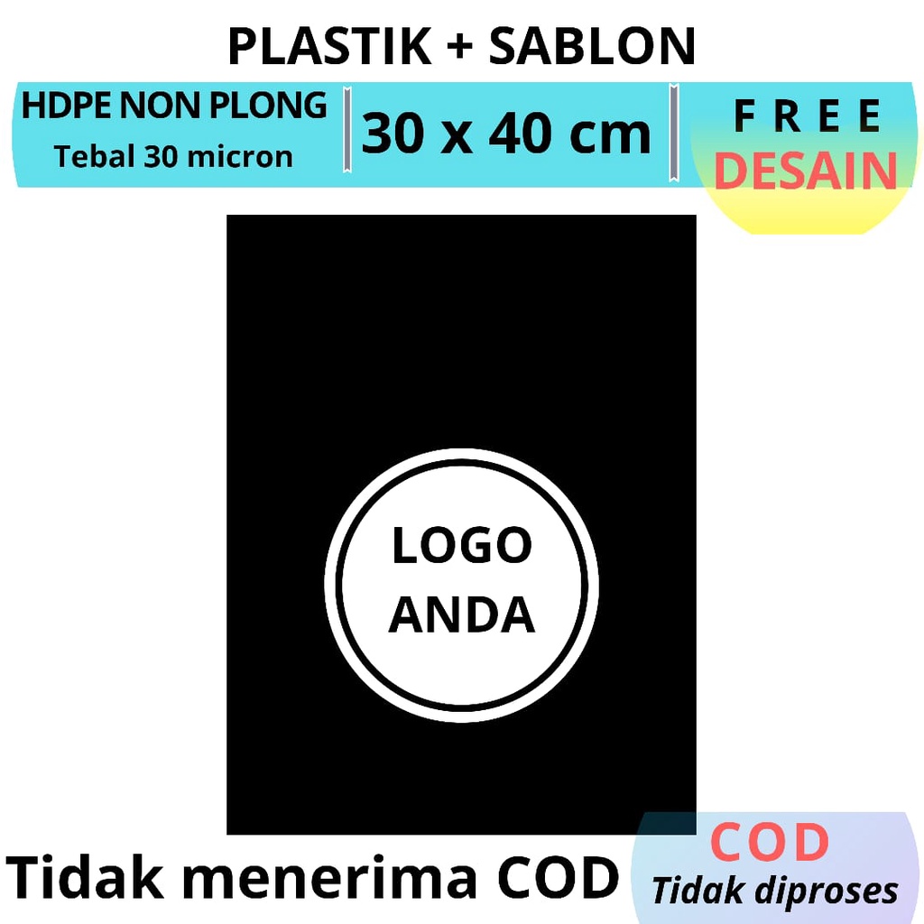 Free Desain Sablon plastik packing Uk.30x40cm Gratis Desain Minim 100/sablon plastik olshop/sablon plastik shopping bag/sablon plastik custom/plastik sablon