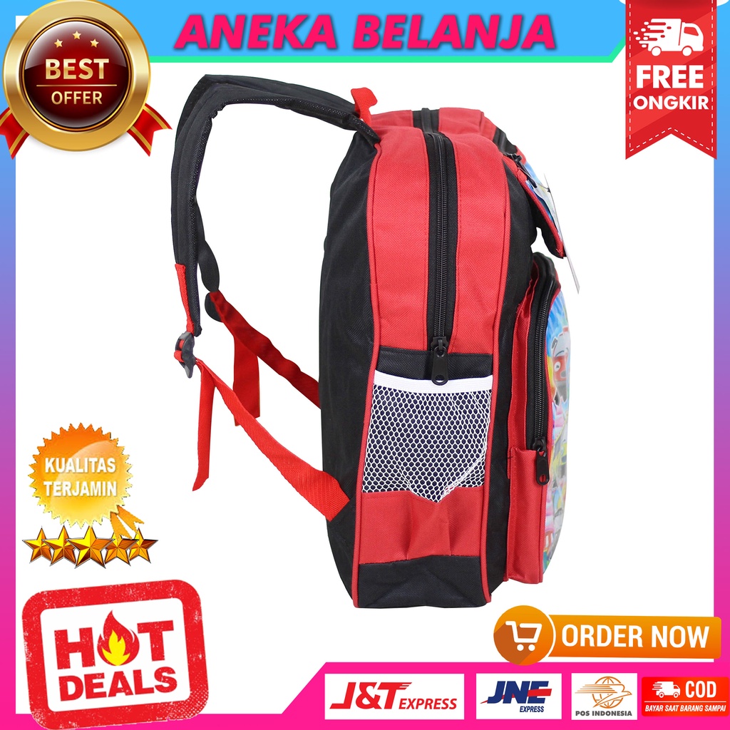 Ransel Sekolah Gambar Ultraman Merah Keplek Tas Karakter Anak Cowok Laki Laki Bahan Polyester Tebal