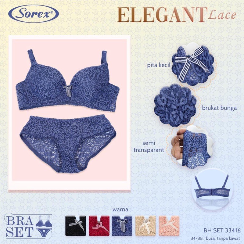 BRA SET TIDAK KAWAT SOREX 33416 dan BRA SET KAWAT 34206 SETELAN BH &amp; CD RENDA ELEGANT COCOK UNTUK SESERAHAN