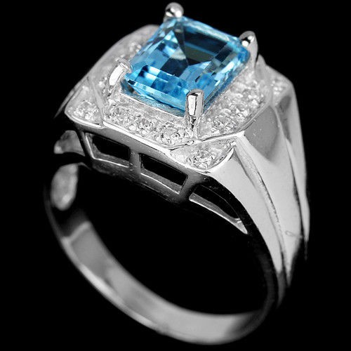 CINCIN PRIA SWISS BLUE TOPAZ ORI PERAK 925 SILVER SIZE 9
