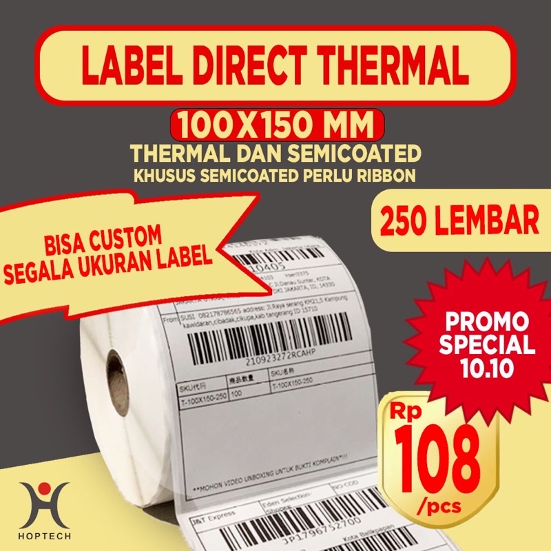 

GROSIR label thermal JOGJA label stiker barcode label pengiriman 100x150 / 500pcs thermal