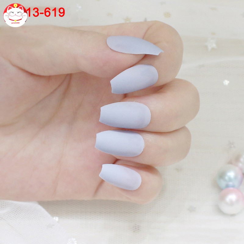 24Pcs / Set Kuku Palsu Warna Matte untuk Dekorasi Nail Art