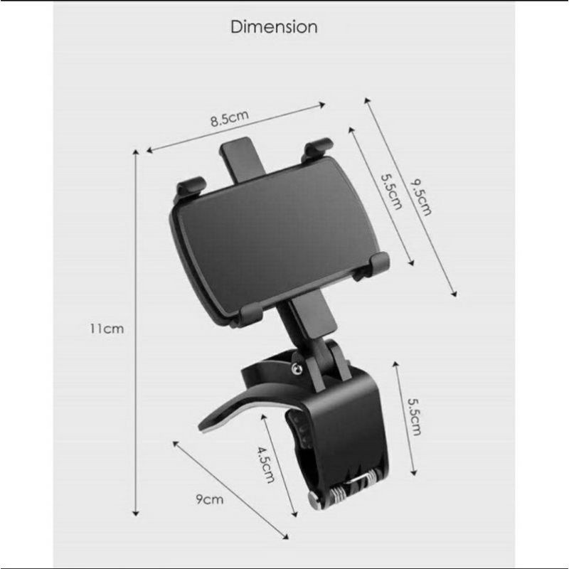 Holder dashboard mobil 360° holder sunvisor spion mobil universal