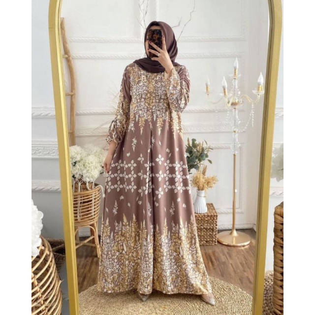 Gamis Maxmara Bunga Meira Mewah Murah M/L/XL/XXL/JUMBO Terbaru Dress Kondangan Terbaru Premium High Quality