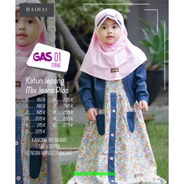 DIJAMIN ORI  GAMIS ANAK HAIHAI GAS 01 KATUN JEPANG MIX BLUE JEANS - DZ