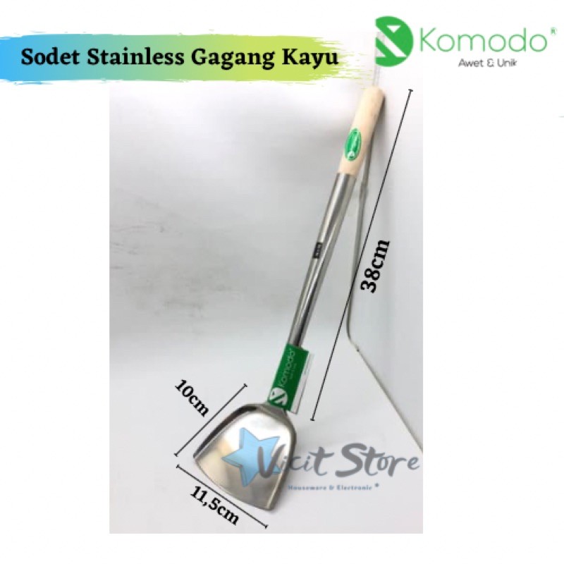 Sodet Irus Jumbo Stainless Gagang Kayu Merk Komodo 38cm