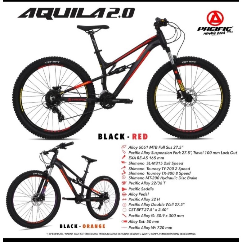 SEPEDA GUNUNG PACIFIC SUSPENSI /BICYCLE MTB AQUILA 2.0 27.5 INCH