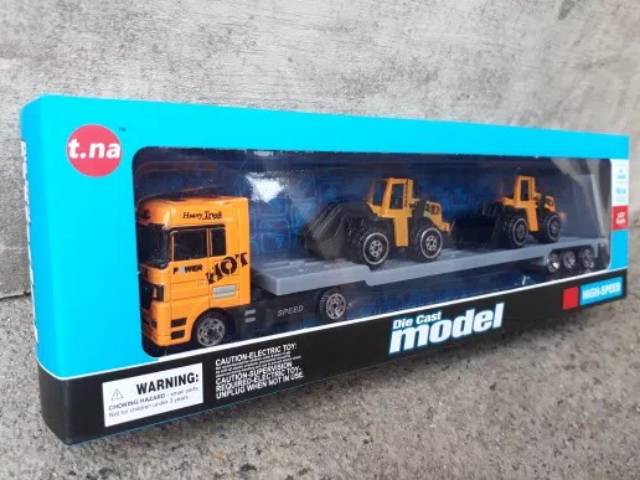 Diecast set Truck Konstruksi Buldozer Excavator Trailer Anak Edukatif