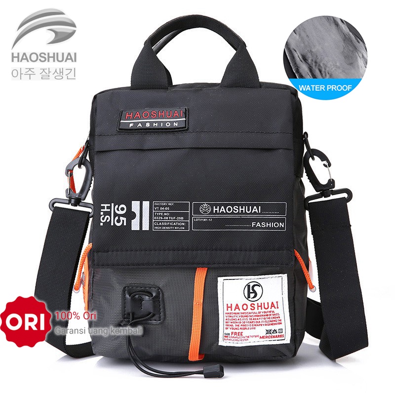 Tas Selempang Pria HAOSHUAI 206-1 Anti air Bahan Dolby lotto Coated