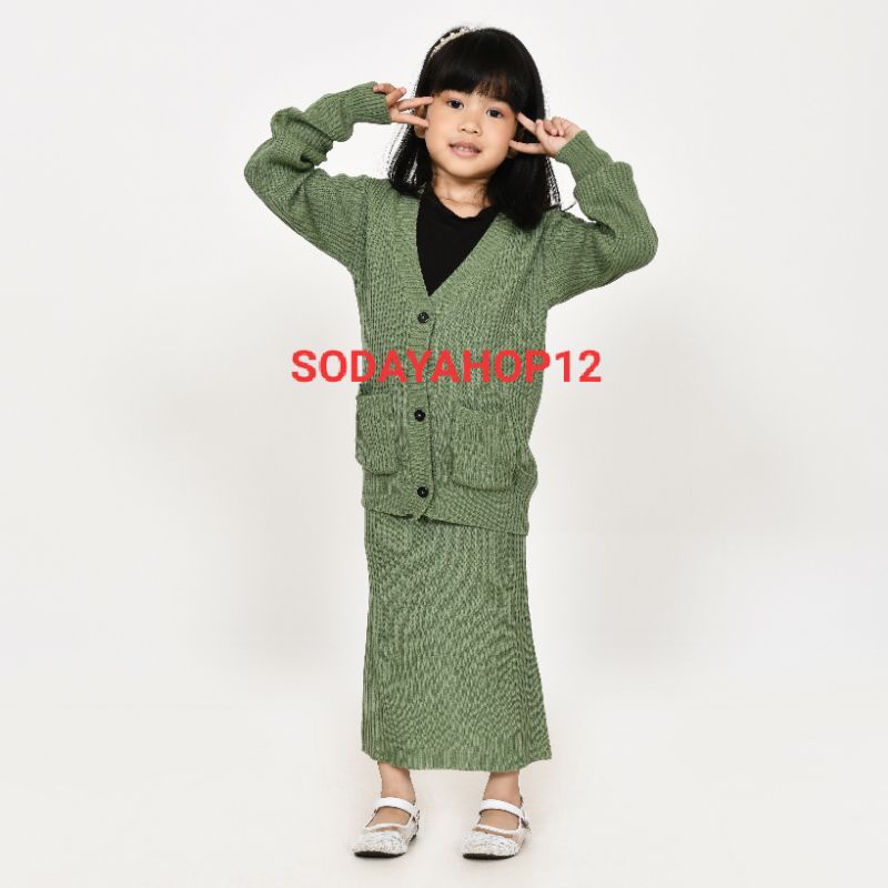 Setelan anak perempuan cardigan rajut