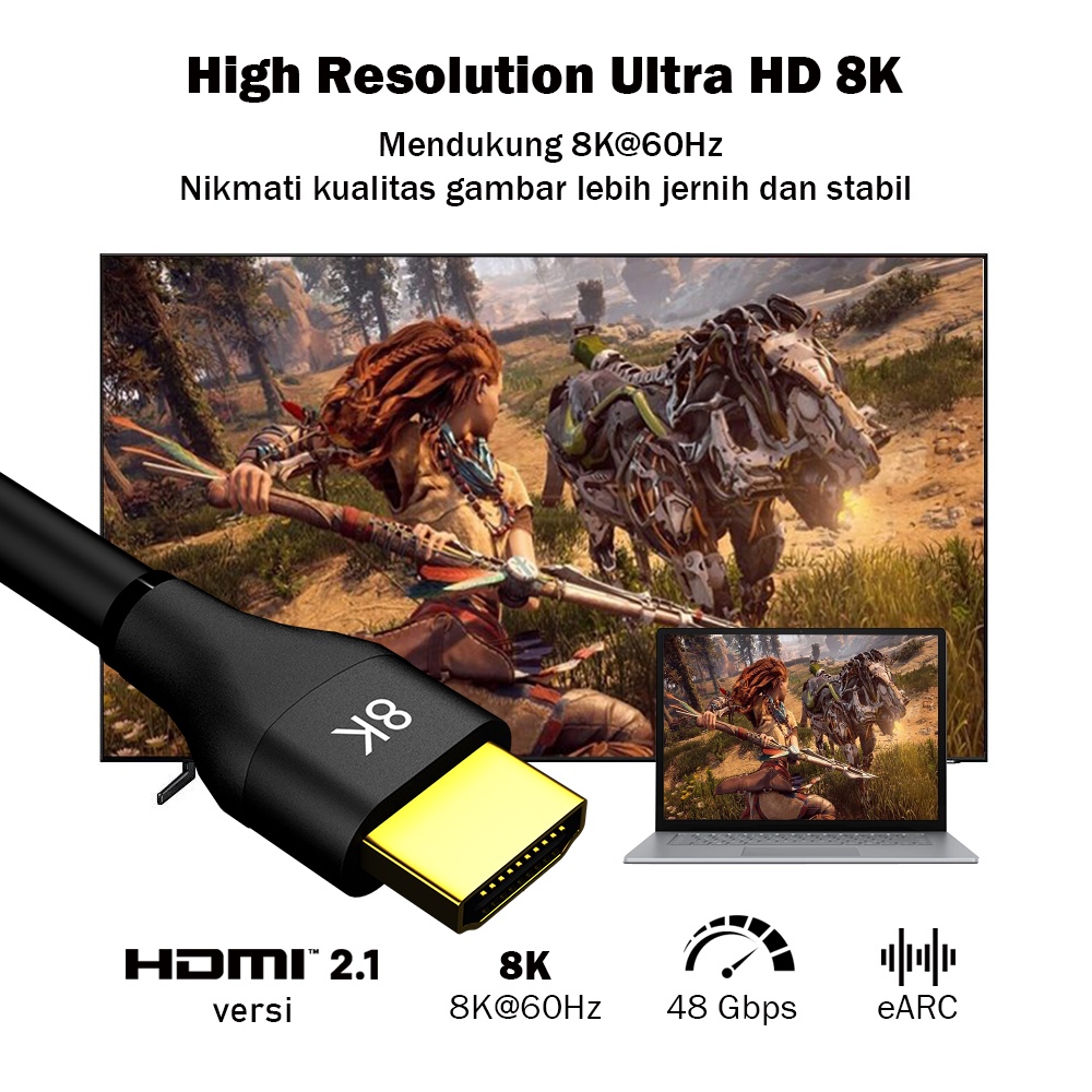 Kabel HDMI 2.1 8K UHD HDR eARC High Speed Quality 0.6M PX HDMI-0.6X